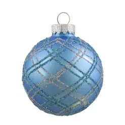 4ct Blue And Silver Plaid Glitter Glass Christmas Ornament Ball Set 2.75" (70mm) -Deals Christmas decorations Store northlight wy00426 1 71938.1667534004