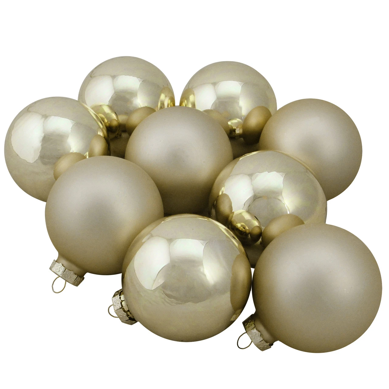 9ct Champagne Gold 2-Finish Glass Christmas Ball Ornaments 2.5" (65mm) 1 9ct Champagne Gold 2-Finish Glass Christmas Ball Ornaments 2.5" (65mm)