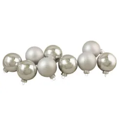 9ct Silver 2-Finish Glass Christmas Ball Ornaments 2.5" (65mm) -Deals Christmas decorations Store northlight wy00738 3 52630.1667573641
