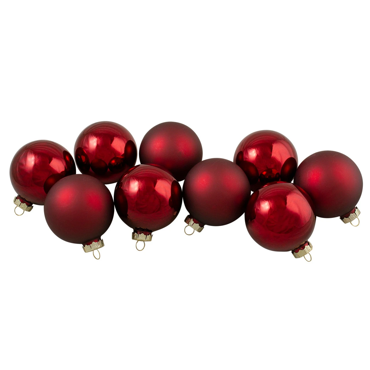 9ct Cherry Red Glass 2-Finish Christmas Ball Ornaments 2.5" (65mm) 3 9ct Cherry Red Glass 2-Finish Christmas Ball Ornaments 2.5" (65mm) - Image 3
