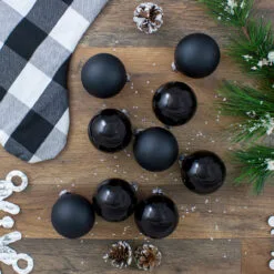 9ct Shiny And Matte Black Glass Ball Christmas Ornaments 2.5" (65mm) -Deals Christmas decorations Store northlight wy00746 4 54596.1667655053