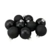 9ct Shiny And Matte Black Glass Ball Christmas Ornaments 2.5" (65mm)