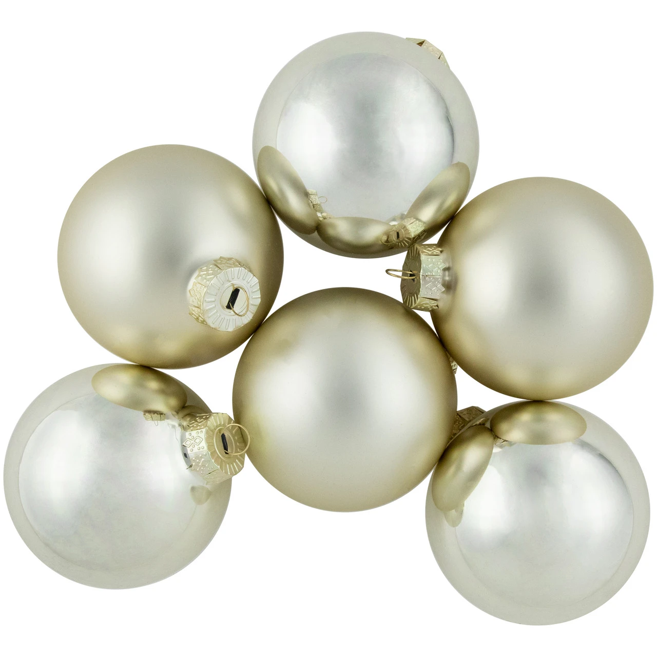 6ct Gold 2-Finish Glass Ball Christmas Ornaments 3.25" (80mm) 1 6ct Gold 2-Finish Glass Ball Christmas Ornaments 3.25" (80mm)