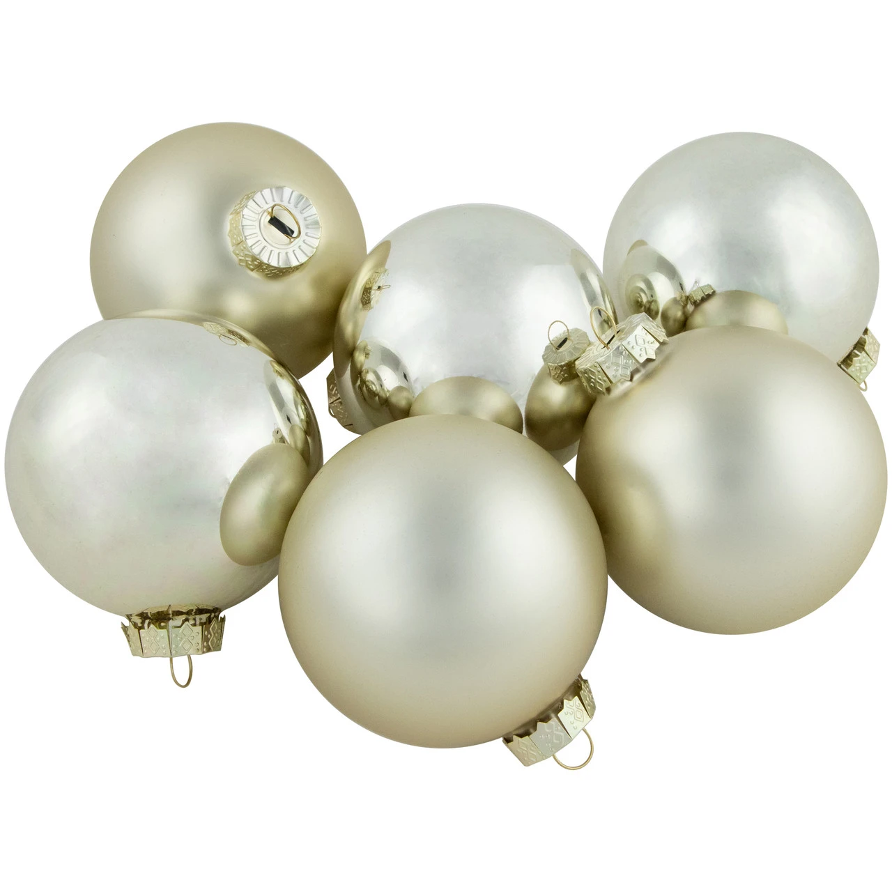 6ct Gold 2-Finish Glass Ball Christmas Ornaments 3.25" (80mm) 3 6ct Gold 2-Finish Glass Ball Christmas Ornaments 3.25" (80mm) - Image 3