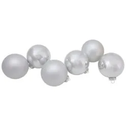 6ct Silver 2-Finish Christmas Glass Ball Ornaments 3.25" -Deals Christmas decorations Store northlight wy00753 updated2022 70488.1677088413