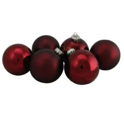 6ct Burgundy Red 2-Finish Glass Ball Christmas Ornaments 3.25" (80mm) -Deals Christmas decorations Store northlight wy00754 3 14922.1667655078