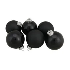 6ct Black Glass 2-Finish Christmas Ball Ornaments 3.25" (80mm) -Deals Christmas decorations Store northlight wy00763 3 93970.1667658628