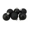 6ct Black Glass 2-Finish Christmas Ball Ornaments 3.25" (80mm)