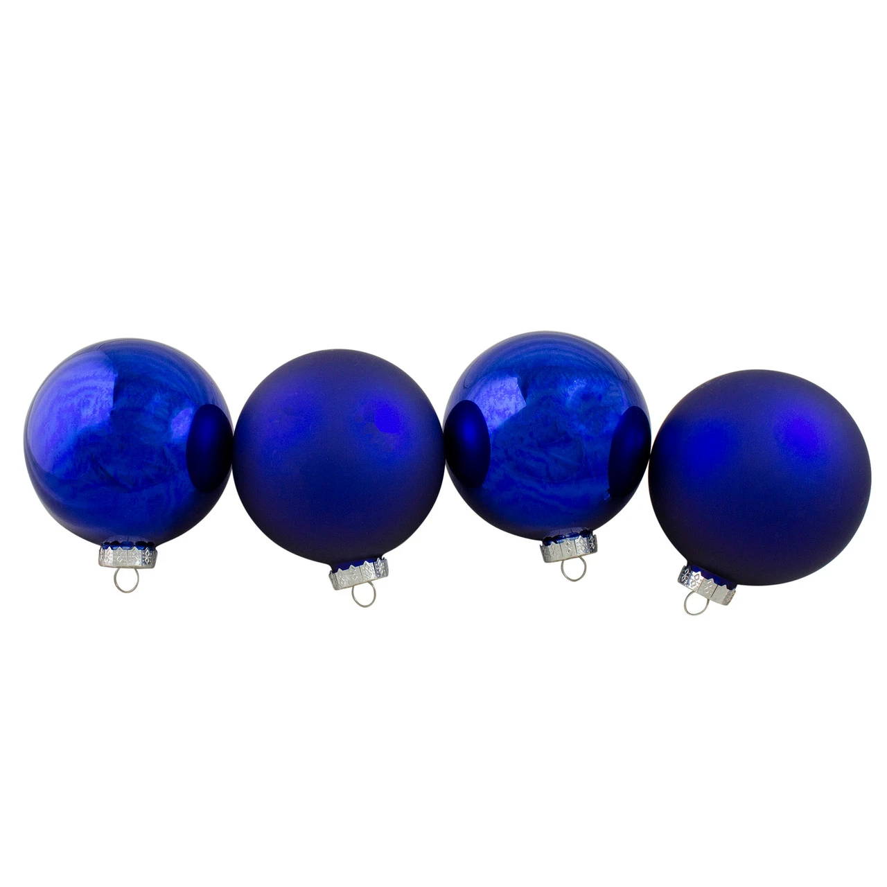 4ct Royal Blue 2-Finish Glass Christmas Ball Ornaments 4" (100mm) 1 4ct Royal Blue 2-Finish Glass Christmas Ball Ornaments 4" (100mm)