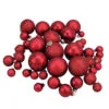 40ct Shiny, Glitter And Matte Red Glass Ball Christmas Ornament Set 1"-2.5"