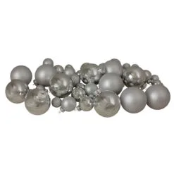 40ct Shiny And Matte Silver Glass Ball Christmas Ornaments 2.5"