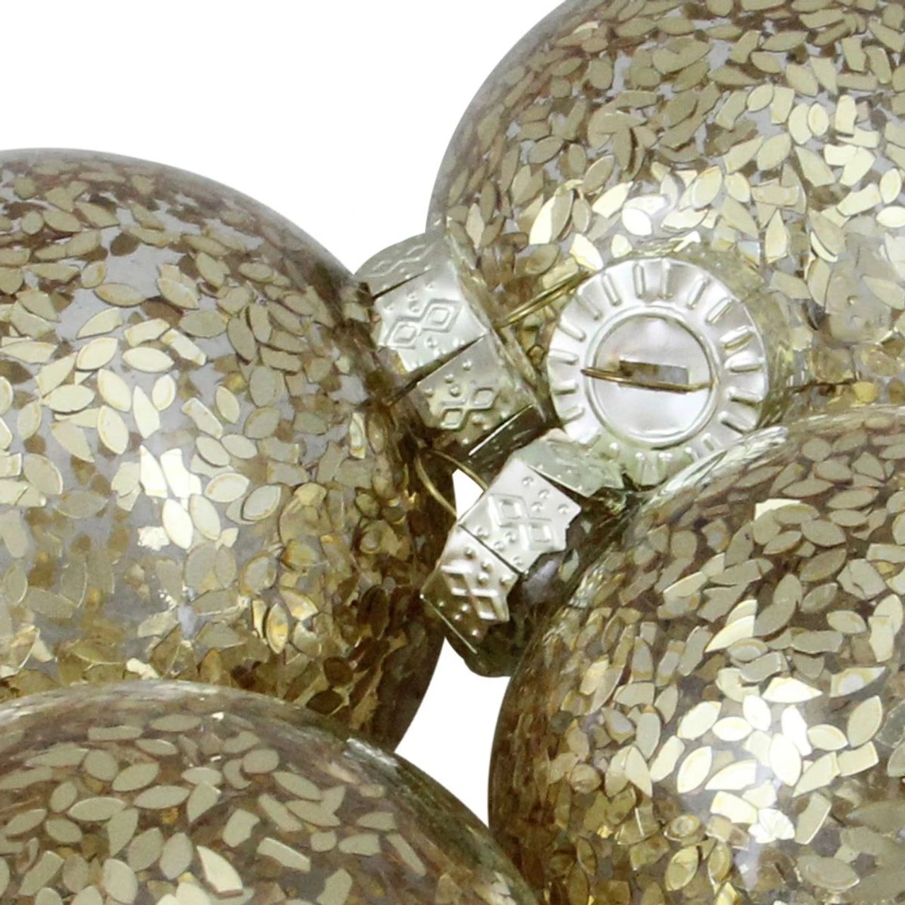4ct Clear And Gold Shiny Seeds Glass Christmas Ball Ornaments 4" (101.5mm) 3 4ct Clear And Gold Shiny Seeds Glass Christmas Ball Ornaments 4" (101.5mm) - Image 3