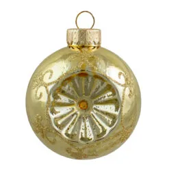 6ct Gold 2-Finish Retro Reflector Glass Christmas Ball Ornaments 2.75" (70mm) -Deals Christmas decorations Store northlight wy27596 2 91844.1667572617