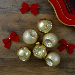 6ct Gold 2-Finish Retro Reflector Glass Christmas Ball Ornaments 2.75" (70mm) -Deals Christmas decorations Store northlight wy27596 4 66295.1667572617