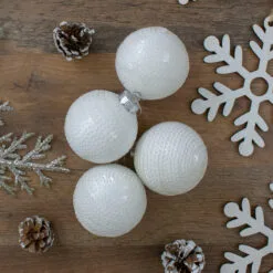 4ct White Sequined Shiny Christmas Ball Ornaments 2.75" (70mm) -Deals Christmas decorations Store northlight wy27608 3 19775.1667610671
