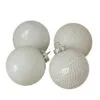 4ct White Sequined Shiny Christmas Ball Ornaments 2.75" (70mm)