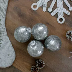 4ct Silver Sequin Christmas Ball Ornaments 2.75" (70mm) -Deals Christmas decorations Store northlight wy27609 3 05265.1667572621