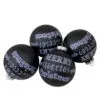4ct Matte Black Merry Little Christmas Glass Ball Ornaments 2.5-Inch (65mm)