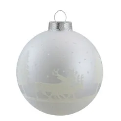 4ct Matte And Frosted White Glass Hanging Christmas Ball Ornaments 3.25" (80mm) -Deals Christmas decorations Store northlight wy88866 2 93468.1667510411