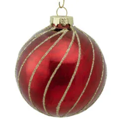 4ct Burgundy Red And Gold Glitter Striped Glass Christmas Ball Ornaments 3" (76mm) -Deals Christmas decorations Store northlight wy88920 3 updated2022 64023.1677045302
