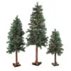 Set Of 3 Pre-Lit Slim Woodland Alpine Artificial Christmas Trees 5' - Multicolor Lights