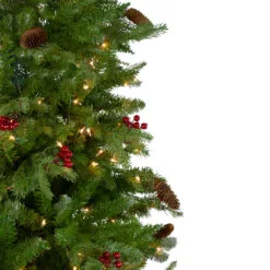 7.5’ Pre-Lit Mixed Winter Berry Pine Artificial Christmas Tree - Clear Lights -Deals Christmas decorations Store northlight z27676 1 78964.1667570037