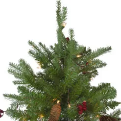 7.5’ Pre-Lit Mixed Winter Berry Pine Artificial Christmas Tree - Clear Lights -Deals Christmas decorations Store northlight z27676 3 14633.1667570037