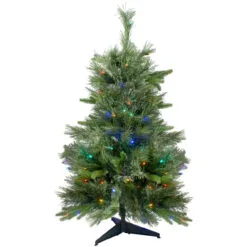 3' X 29 Pre-Lit Ashcroft Cashmere Pine Full Artificial Christmas Tree - Multi LED Lights