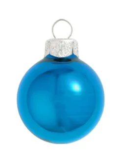 40ct Blue And Silver Shiny Glass Christmas Ball Ornaments 1.5" (40mm)