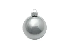 12ct Silver Shiny Glass Christmas Ball Ornaments 2.75" (70mm)
