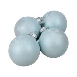 4ct Blue And Silver Snowflake Glass Christmas Ball Ornaments 3.25" (80mm)
