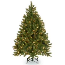 4.5’ Pre-Lit Downswept Douglas Fir Christmas Tree – Dual Color LED Lights
