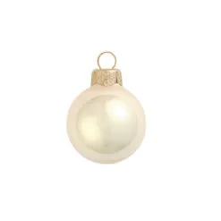 2ct Champagne Gold Glass Pearl Christmas Ball Ornaments 6" (150mm)
