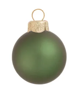 28ct Shale Green Matte Glass Christmas Ball Ornaments 2" (50mm)