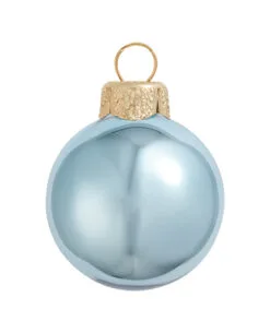 2ct Sky Blue And Gold Shiny Glass Christmas Ball Ornaments 6" (150mm)