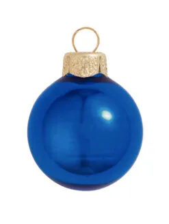 40ct Cobalt Blue And Gold Shiny Glass Christmas Ball Ornaments 1.25" (30mm)