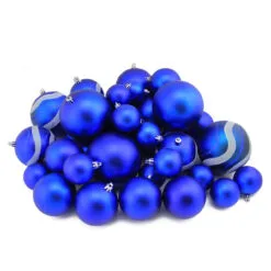 39ct Royal Blue Shatterproof 2-Finish Christmas Ball Ornaments 4" (100mm)