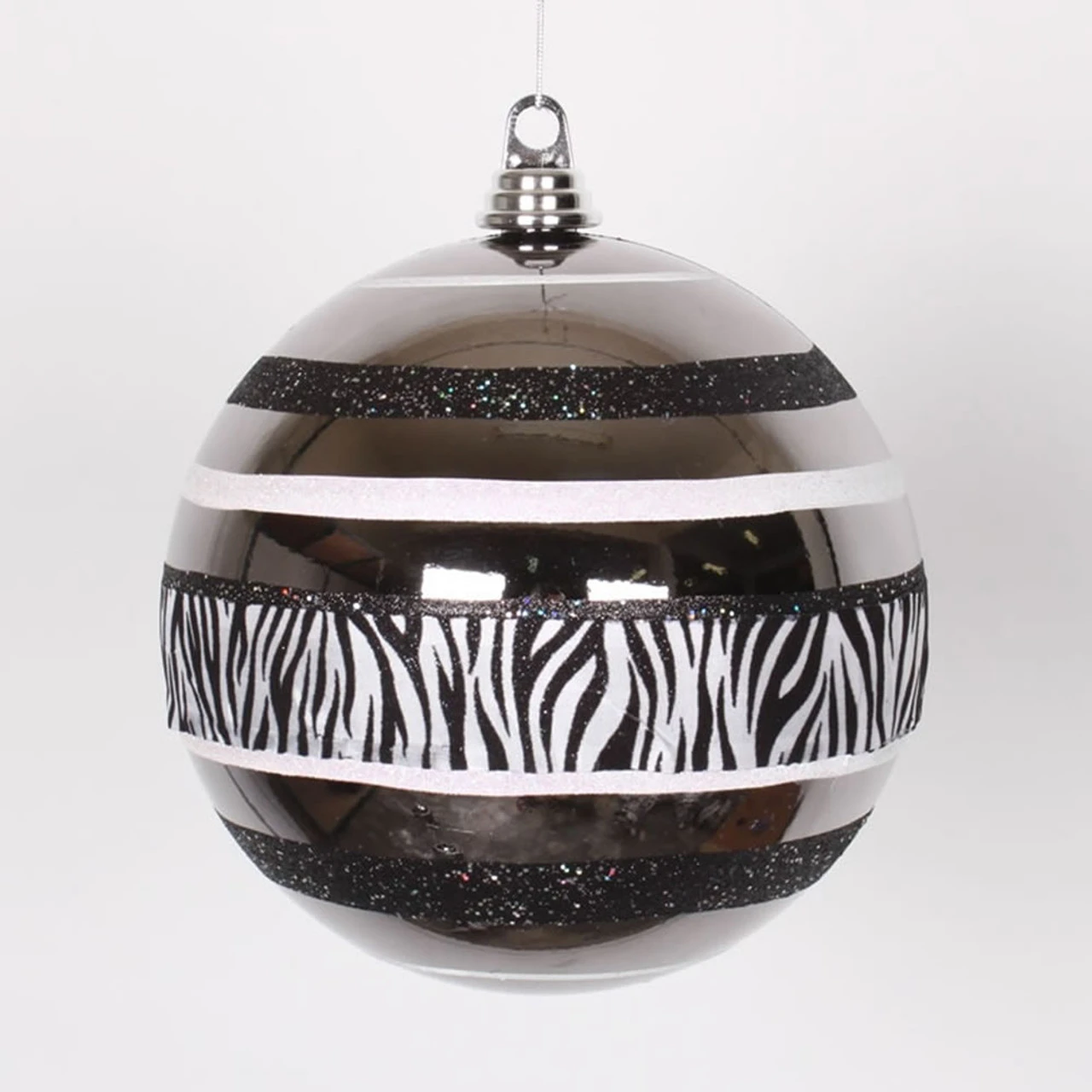 Black And White Zebra Print 2-Finish Shatterproof Christmas Ball Ornament 8" (200mm) 1 Black And White Zebra Print 2-Finish Shatterproof Christmas Ball Ornament 8" (200mm)