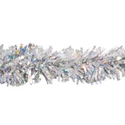 25'silver And Clear Metallic Specialty Holographic Twist Novelty Christmas Garland
