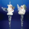 Pack Of 8 Clear Icy Crystal Decorative Christmas Icicle Angel Ornaments 7"