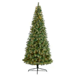 10’ Pre-Lit Wisconsin Slim Frosted Tip Pine Artificial Christmas Tree, Warm Clear LED Lights