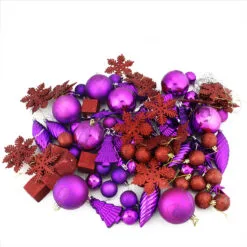 125ct Purple And Red Shatterproof 3-Finish Christmas Ornaments 5.5" (139.7mm)