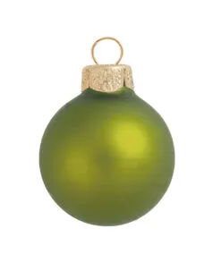 40ct Kiwi Green Glass Matte Christmas Ball Ornaments 1.25" (30mm)