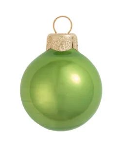 8ct Lime Green Glass Pearl Christmas Ball Ornaments 3.25" (80mm)