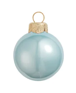 40ct Sky Blue Glass Pearl Christmas Ball Ornaments 1.5" (35mm)