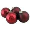 4ct Burgundy Red 2-Finish Glass Christmas Ball Ornaments 4" (100mm)