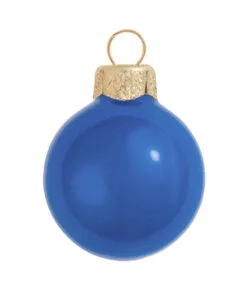 40ct Delft Blue Glass Pearl Christmas Ball Ornaments 1.5" (35mm)