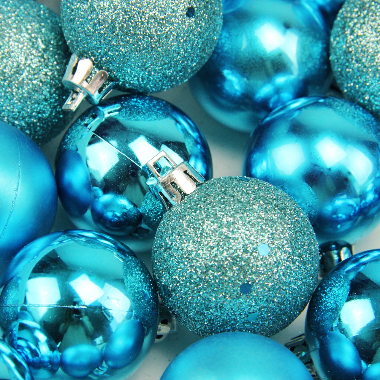 96ct Turquoise Blue Shatterproof 4-Finish Christmas Ball Ornaments 1.5" (40mm) 2 96ct Turquoise Blue Shatterproof 4-Finish Christmas Ball Ornaments 1.5" (40mm) - Image 2