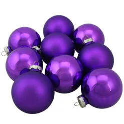 9ct Purple 2-Finish Glass Ball Christmas Ornaments 2.5" (63mm)