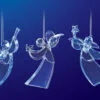 Set Of 6 Clear Icy Crystal Decorative Christmas Angel Ornaments 4.5"